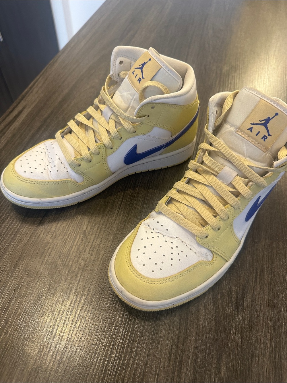 Jordan Mid-Top Sneakers in Yellow, White & Blue